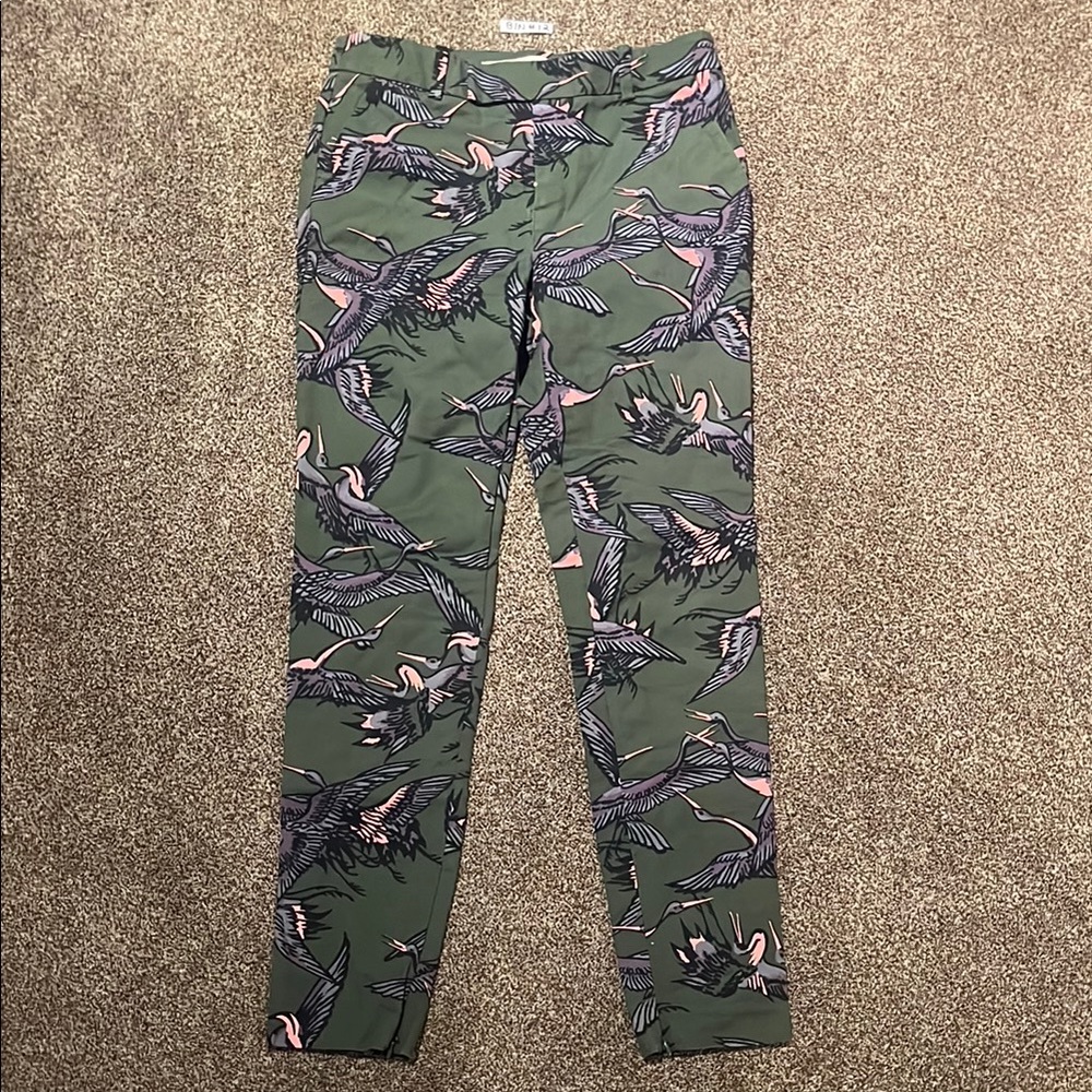 Green Pants with Bird Print